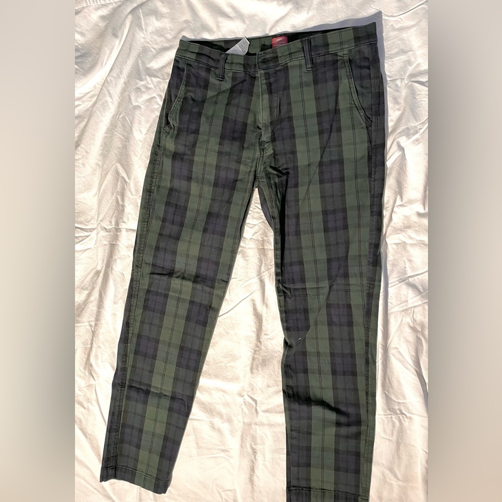 Levi’s Black Watch cotton trousers. Standard taper and fit.